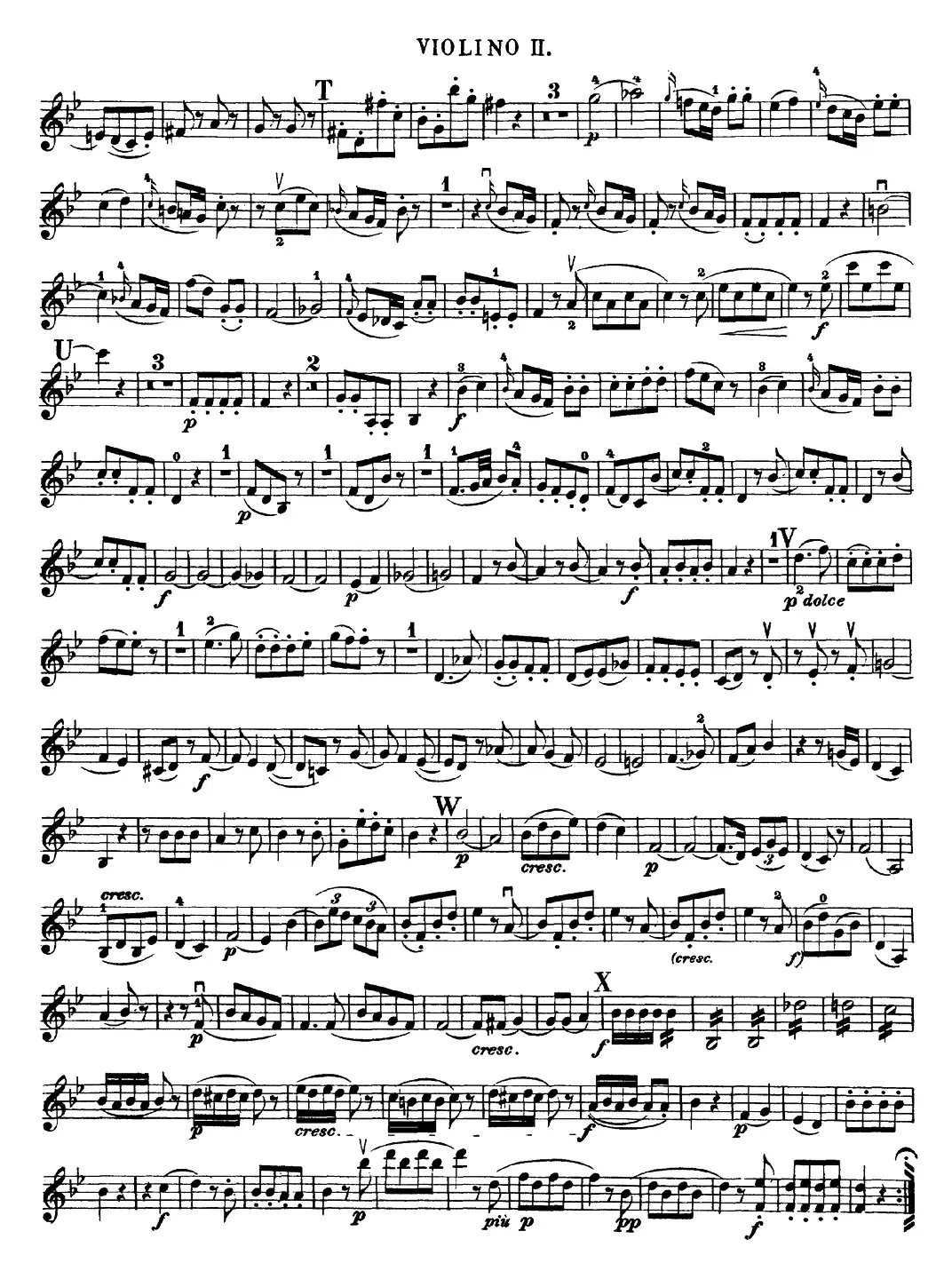 Mozart《Quartet No.17 in Bb Major,K.458》（Violin 2分谱）