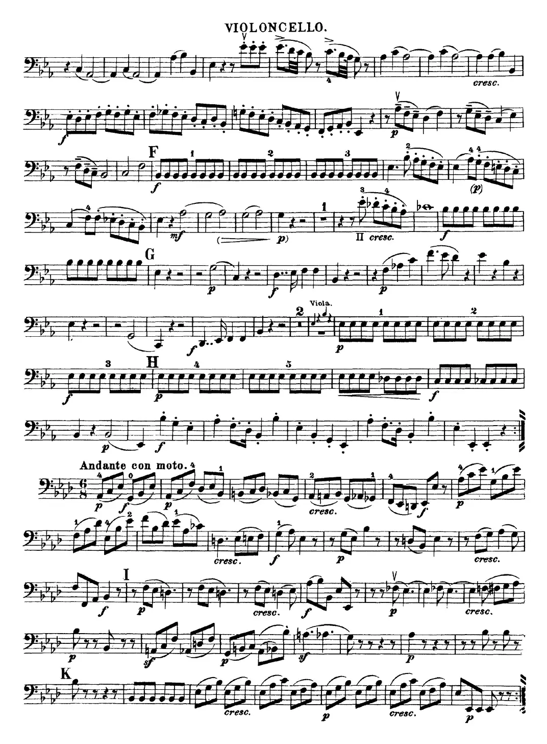 Mozart《Quartet No.16 in Eb Major,K.428》（Cello分谱）