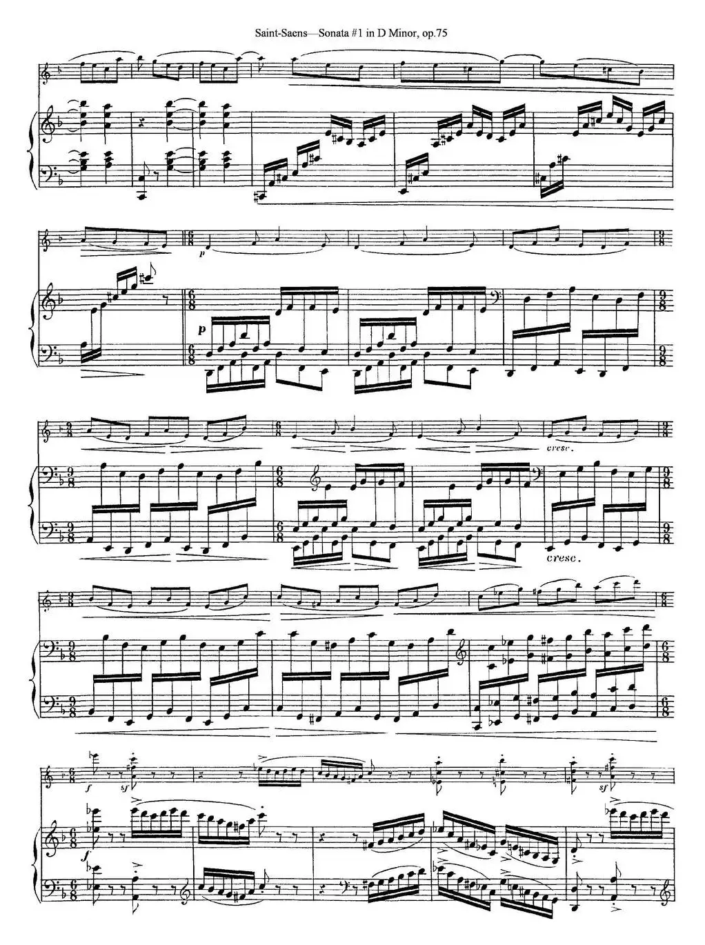 Violin Sonata No.1 in D Minor Op.75（小提琴+钢琴伴奏）