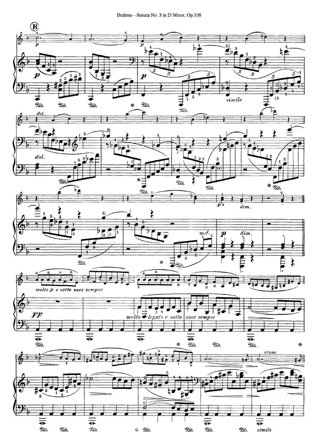 Violin Sonata No.3 in D Minor Op.108（小提琴+钢琴伴奏）