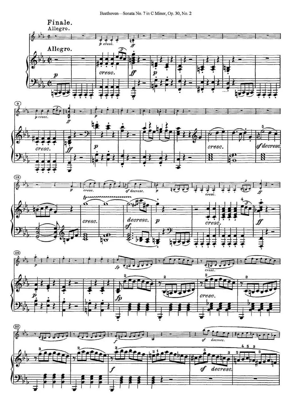 Violin Sonata No.7 in C Minor Op.30 No.2（小提琴+钢琴伴奏）