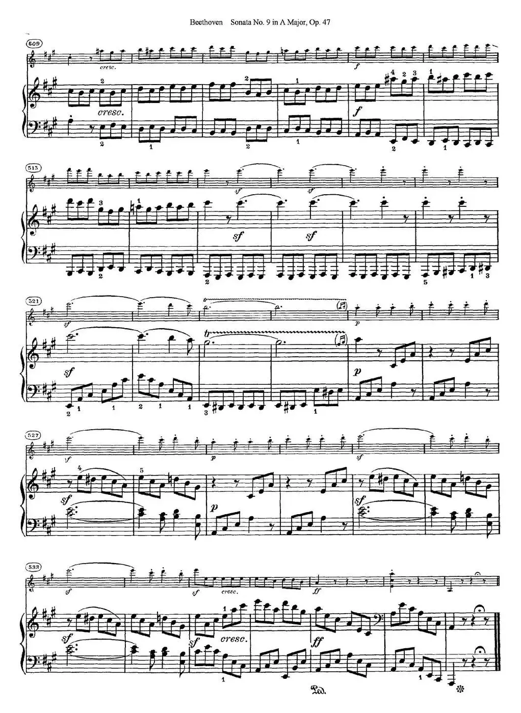 Violin Sonata No.9 in A Major Op.47（小提琴+钢琴伴奏）