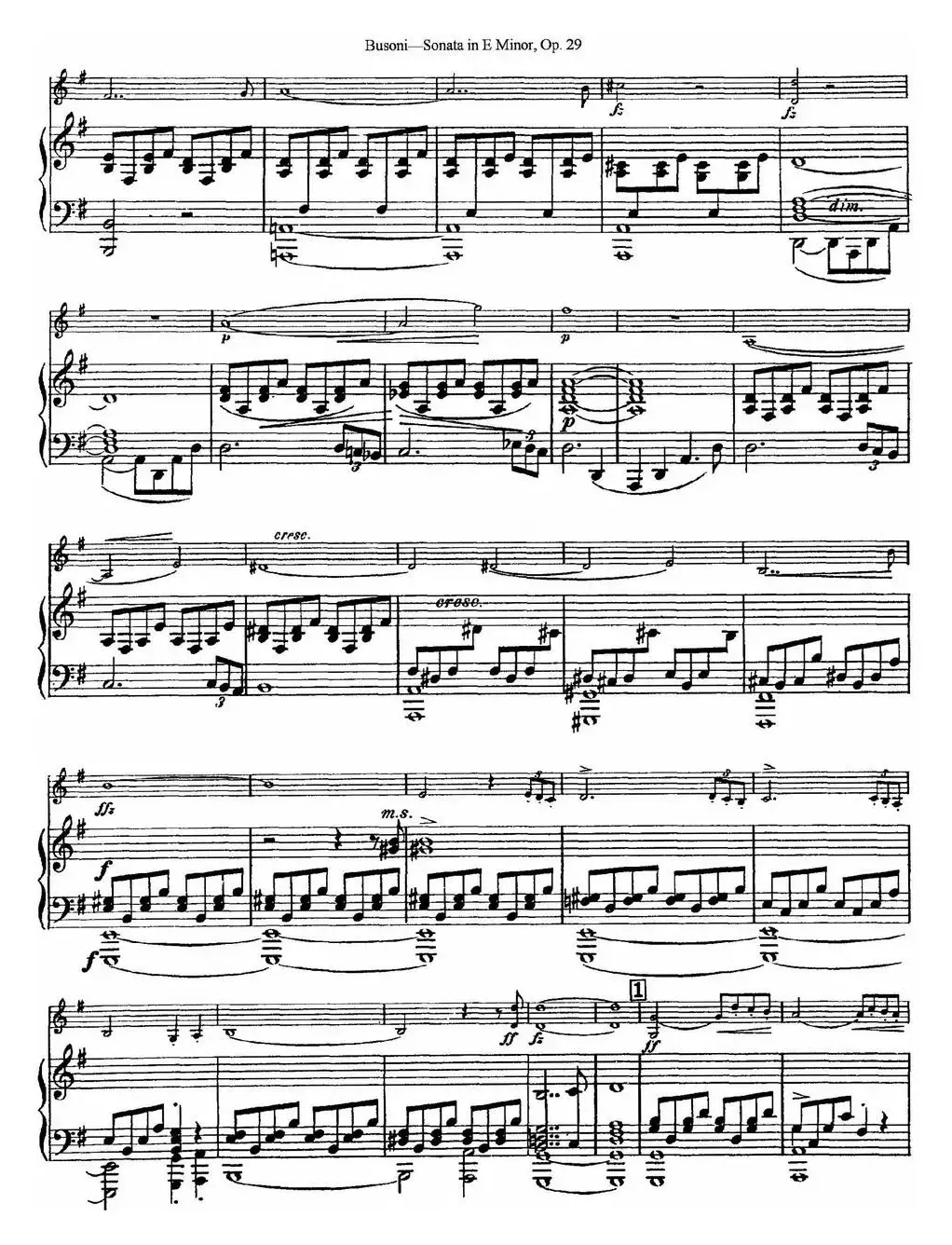 Violin Sonata No.1 in E Minor Op.29（小提琴+钢琴伴奏）