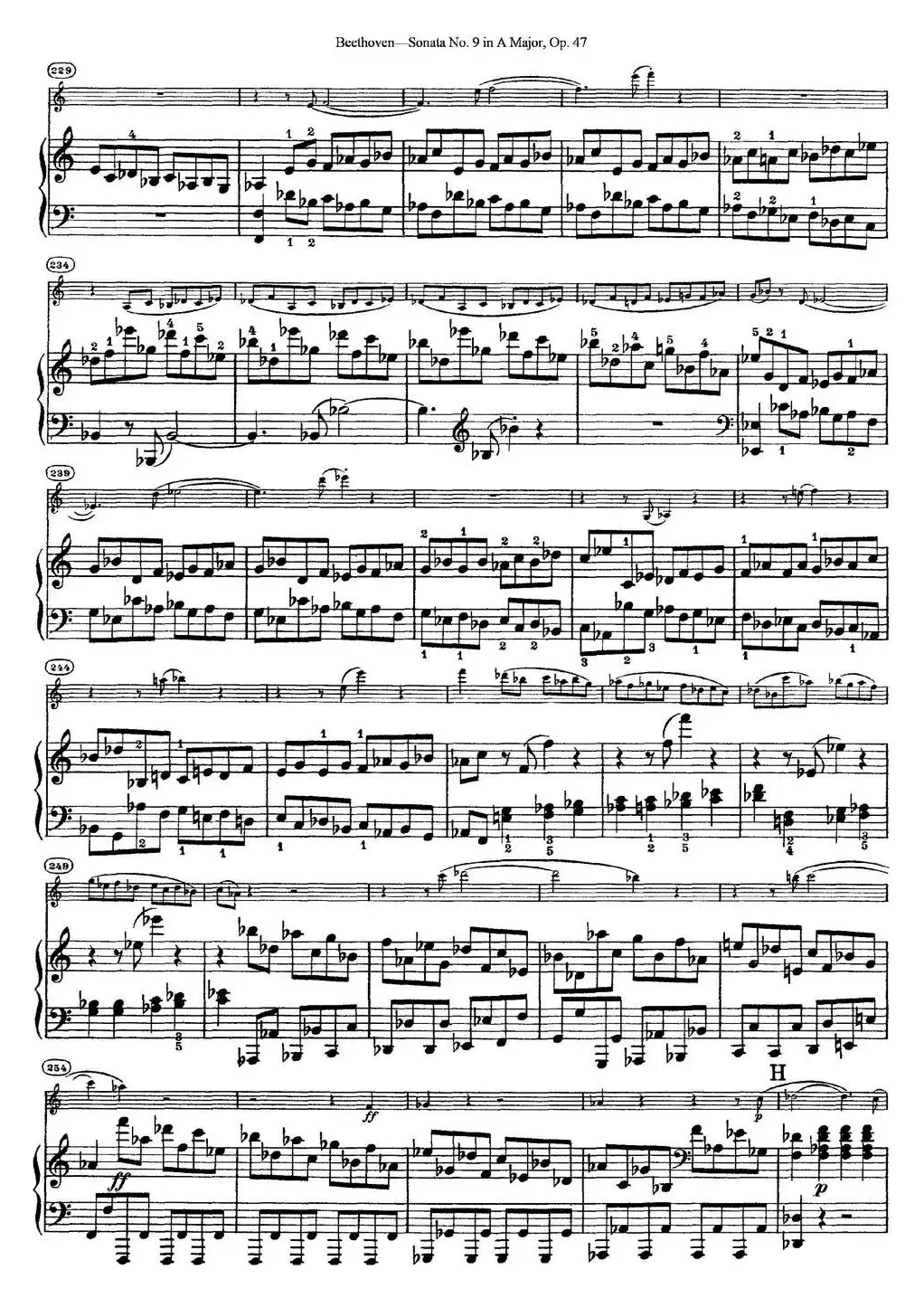 Violin Sonata No.9 in A Major Op.47（小提琴+钢琴伴奏）