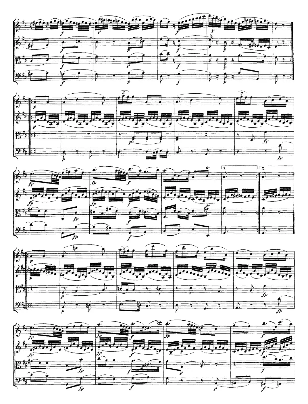 Mozart《Quartet No.18 in A Major,K.464》（总谱）