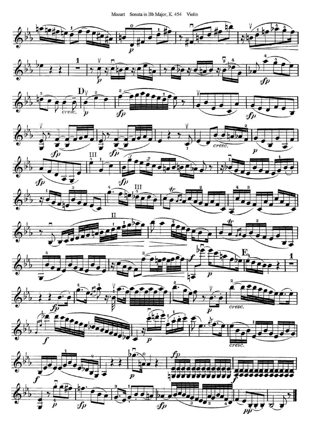 Violin Sonata in Bb Major K.454