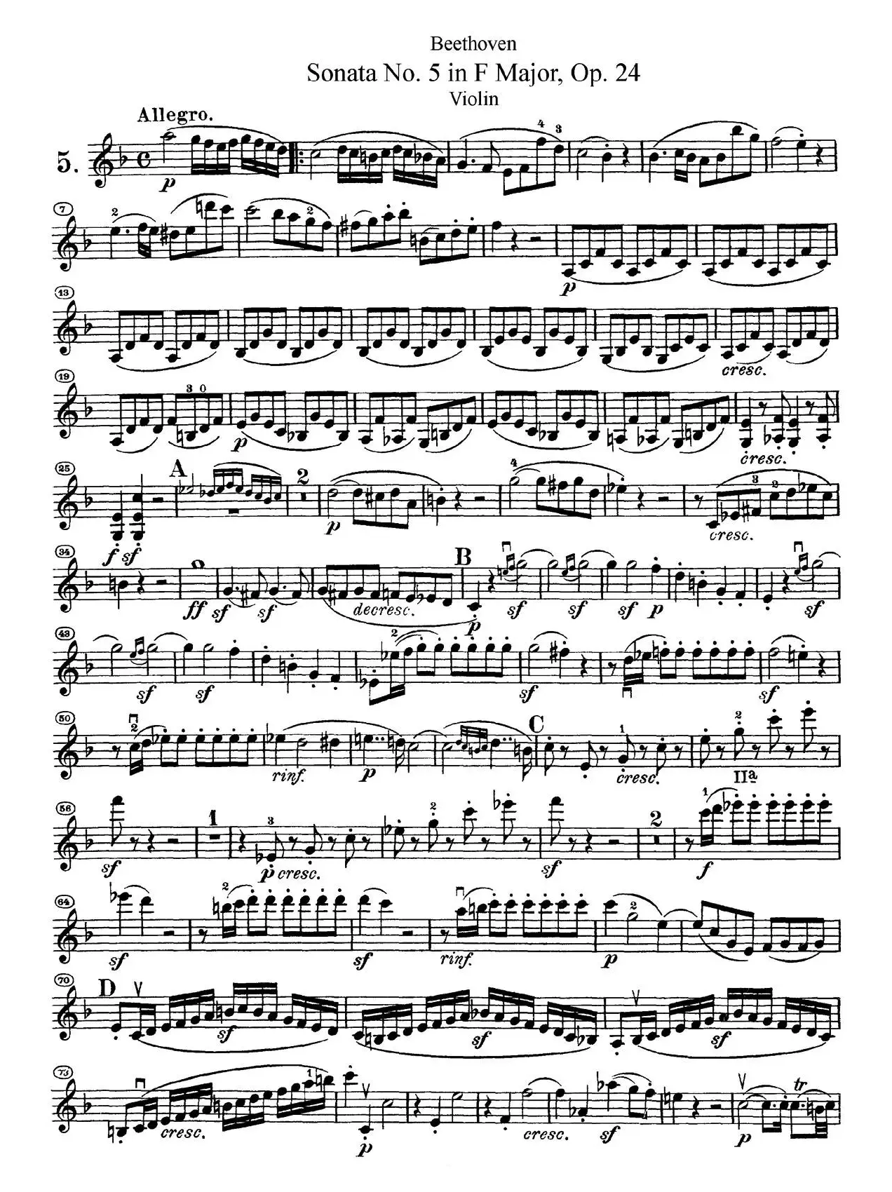 Sonata No.5 in F Major Op.24（F大调第五小提琴奏鸣曲）