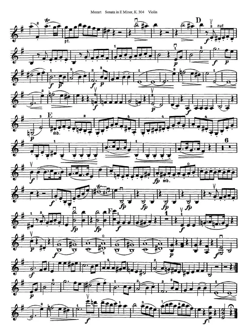 Violin Sonata in E Minor K.304