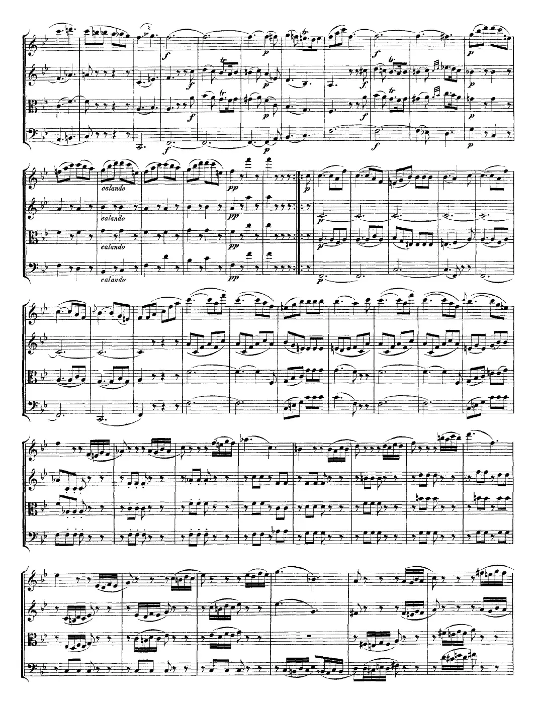 Mozart《Quartet No.17 in Bb Major,K.458》（总谱）