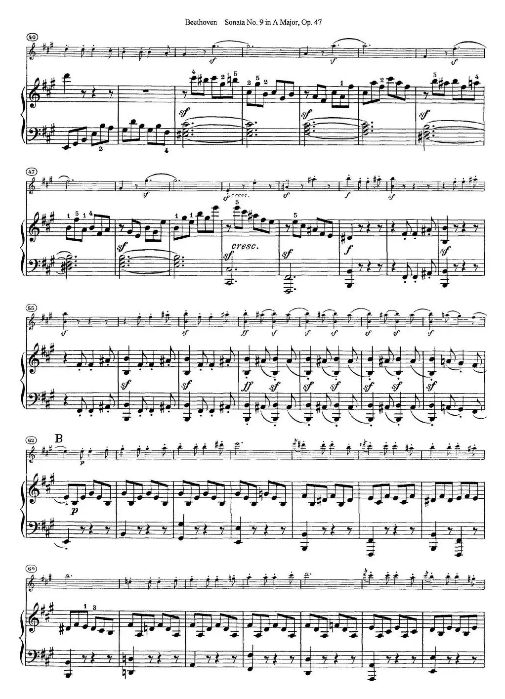 Violin Sonata No.9 in A Major Op.47（小提琴+钢琴伴奏）