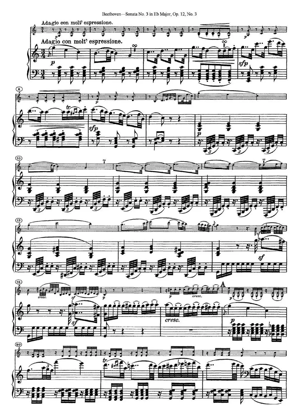 Violin Sonata No.3 in Eb Major Op.12 No.3（小提琴+钢琴伴奏）