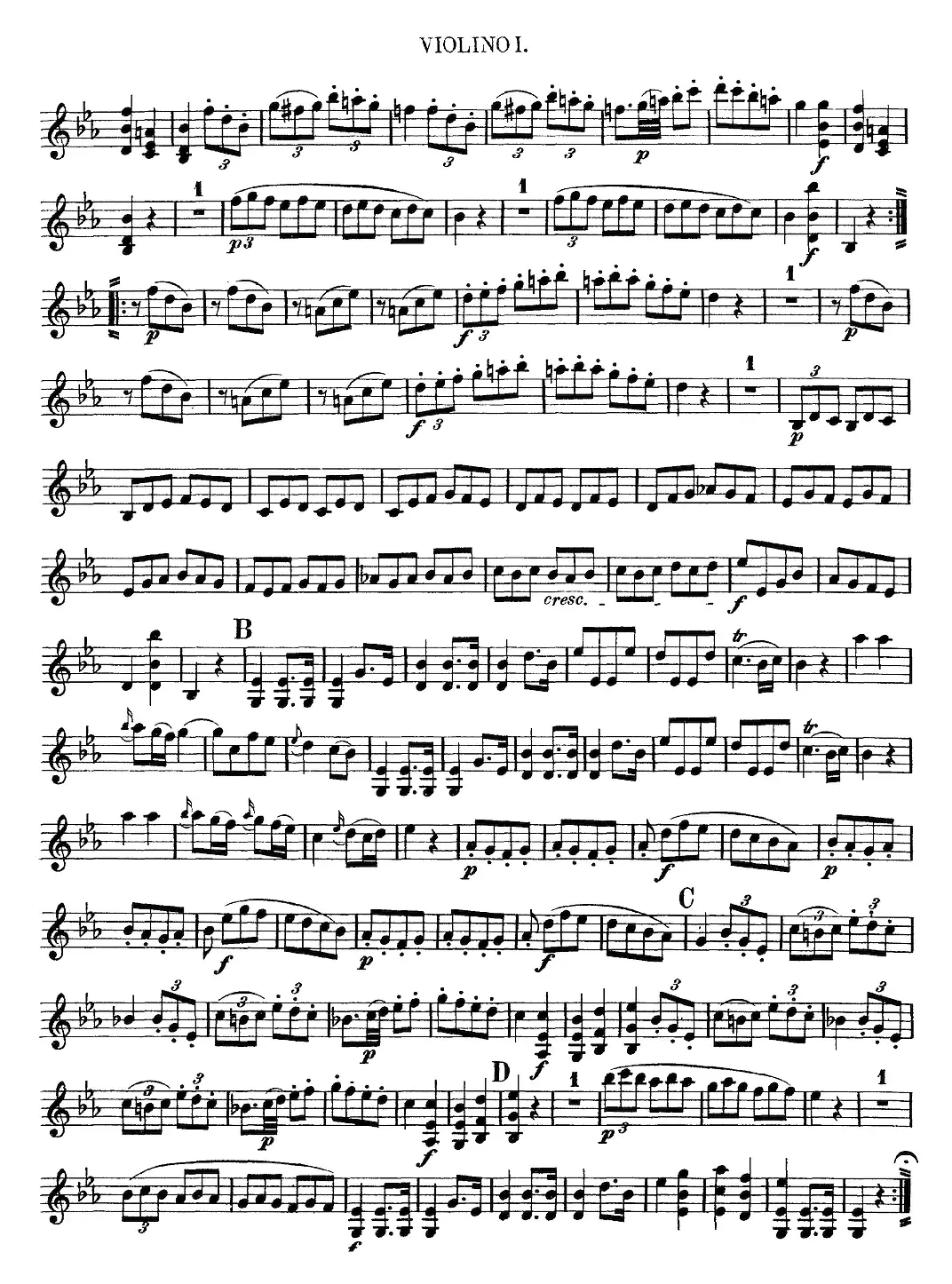 Mozart《Quartet No.7 in Eb Major,K.160》（Violin 1分谱）