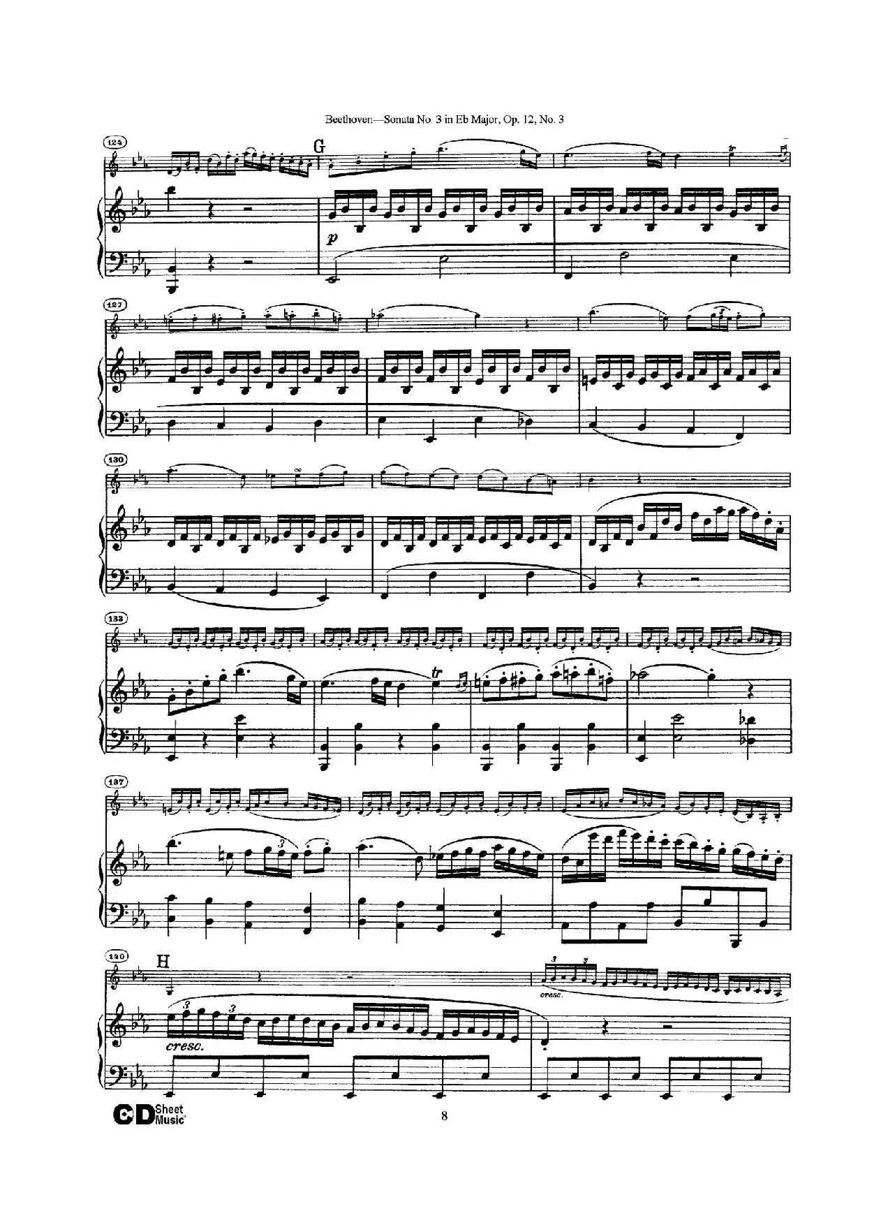 降E大调第三小提琴奏鸣曲（Sonata No.3 in Eb Major Op.12,No.3）（小提琴+钢琴伴奏）