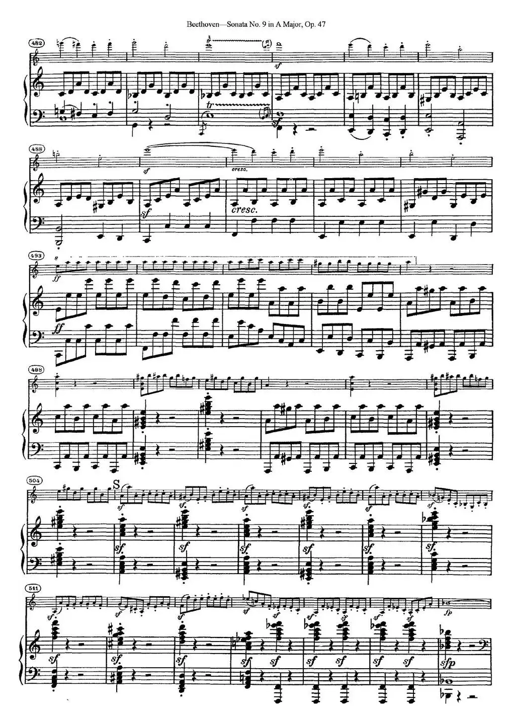 Violin Sonata No.9 in A Major Op.47（小提琴+钢琴伴奏）