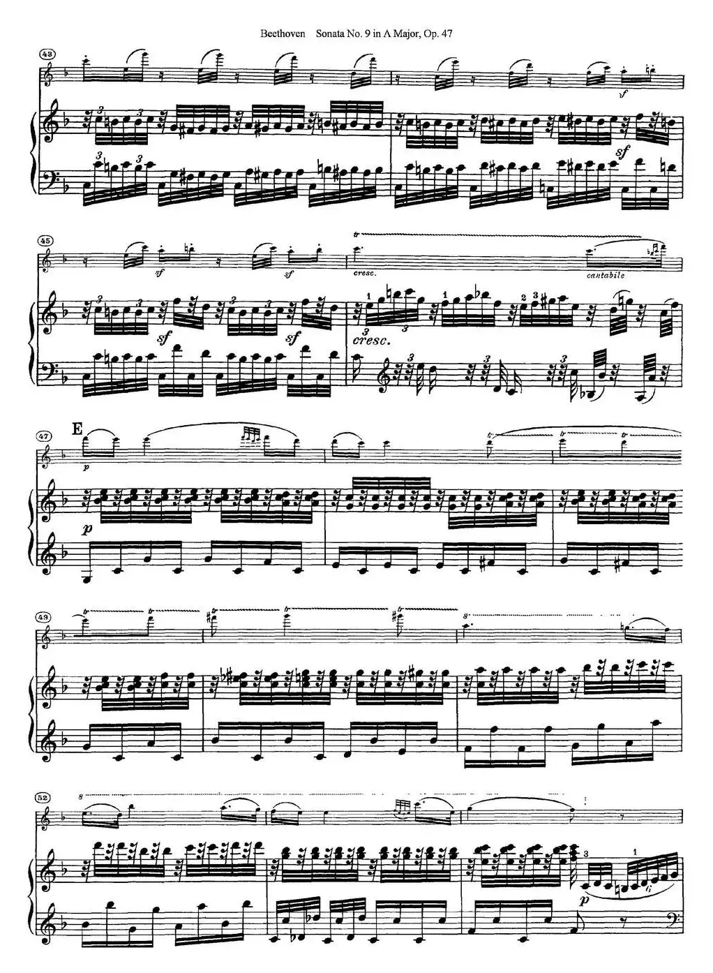 Violin Sonata No.9 in A Major Op.47（小提琴+钢琴伴奏）