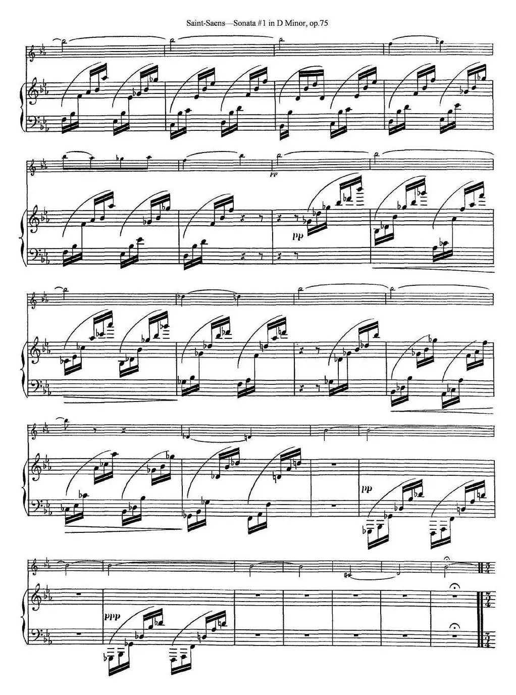 Violin Sonata No.1 in D Minor Op.75（小提琴+钢琴伴奏）