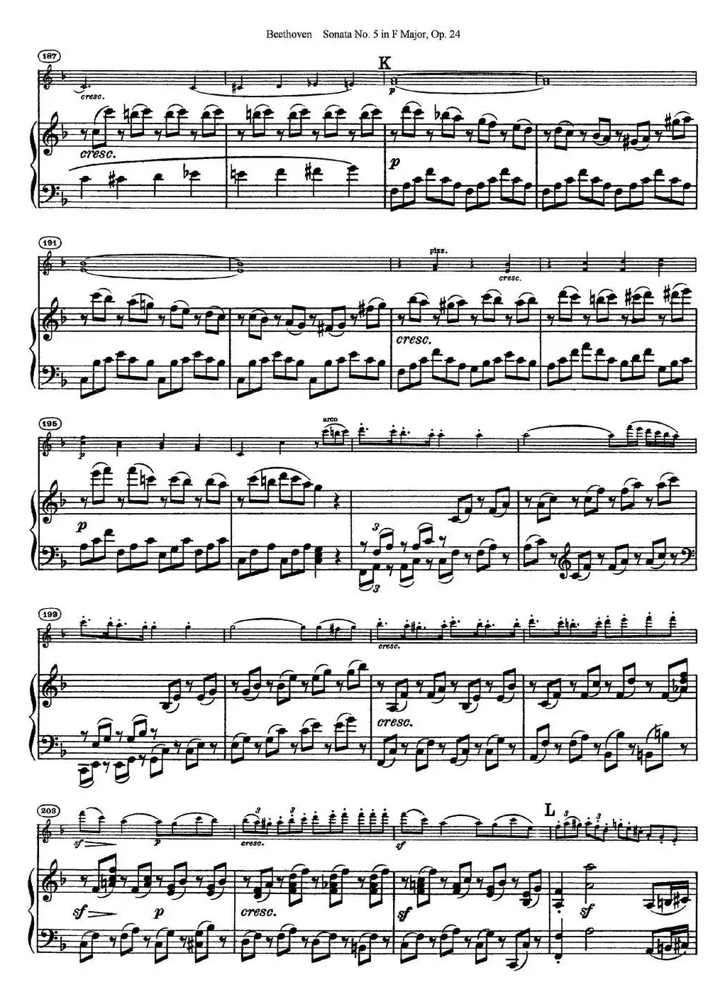 Violin Sonata No.5 in F Major Op.24（小提琴+钢琴伴奏）