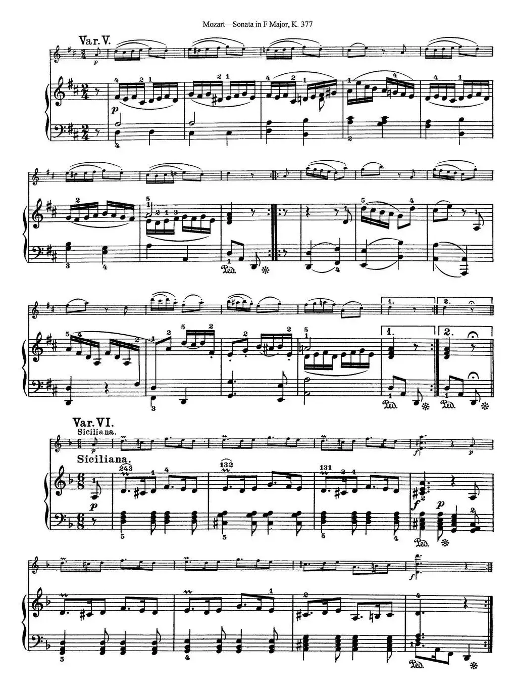 Violin Sonata in F Major K.377（小提琴+钢琴伴奏）