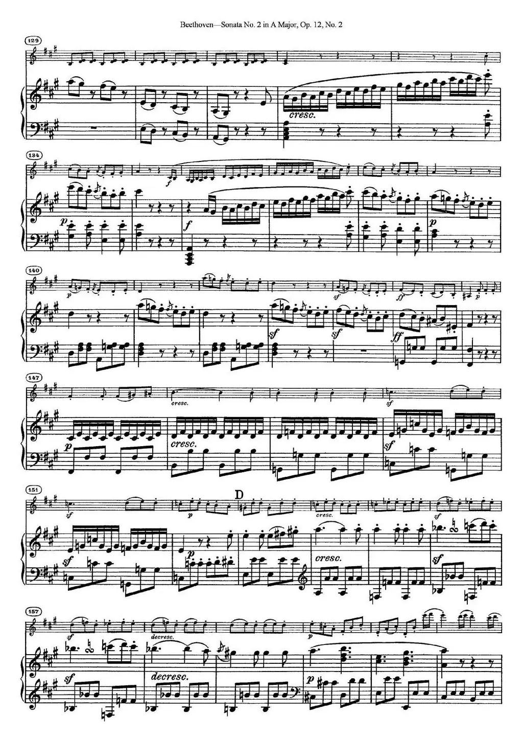 Violin Sonata No.2 in A Major Op.12 No.2（小提琴+钢琴伴奏）