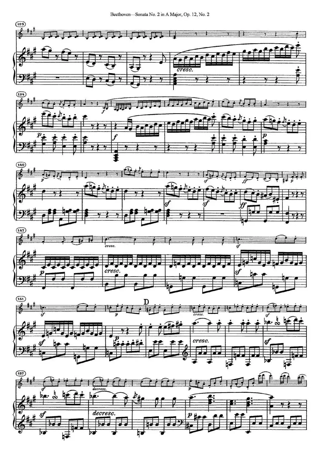 Violin Sonata No.2 in A Major Op.12 No.2（小提琴+钢琴伴奏）