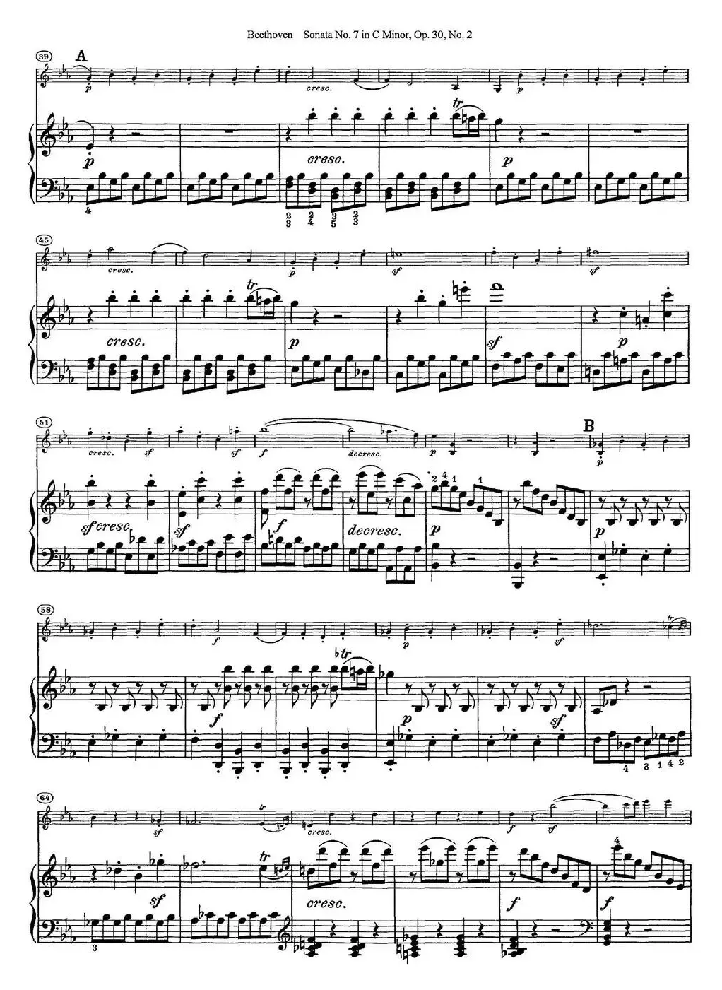 Violin Sonata No.7 in C Minor Op.30 No.2（小提琴+钢琴伴奏）