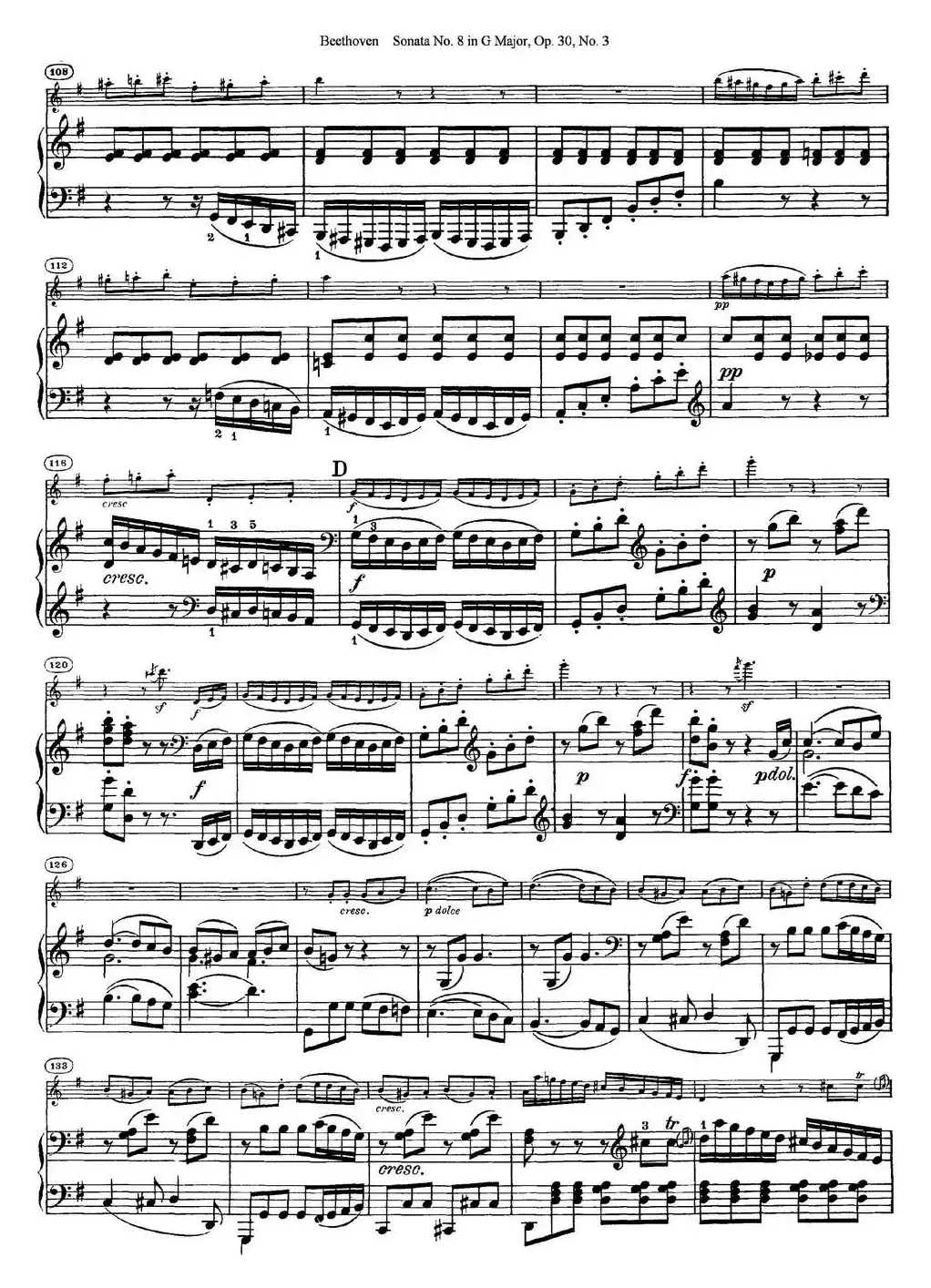 Violin Sonata No.8 in G Major Op.30 No.3（小提琴+钢琴伴奏）