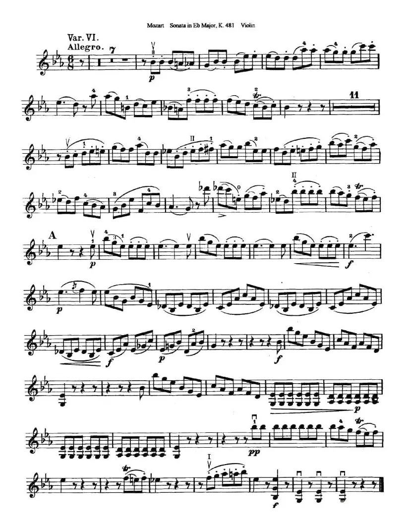Sonata in Eb Major K.481