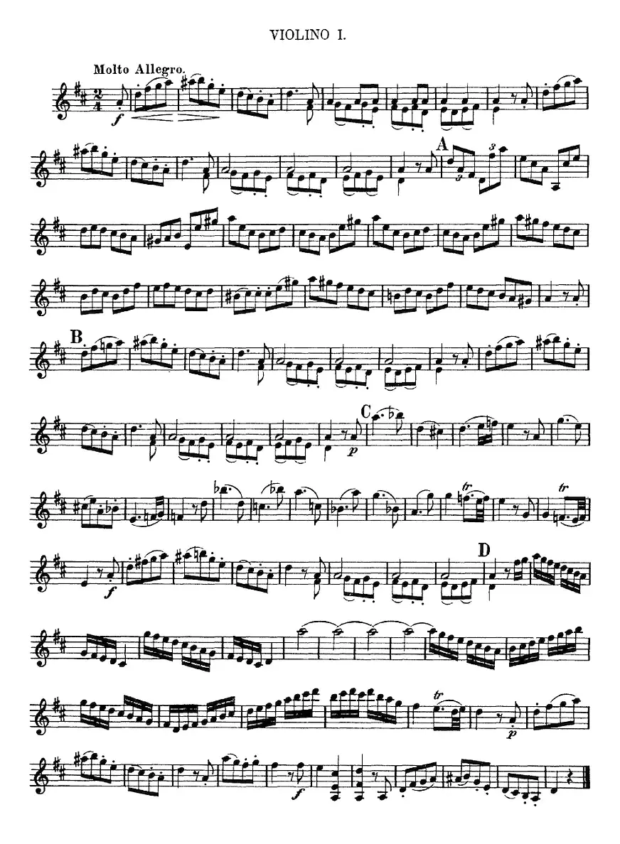 Mozart《Quartet No.2 in D Major,K.155》（Violin 1分谱）