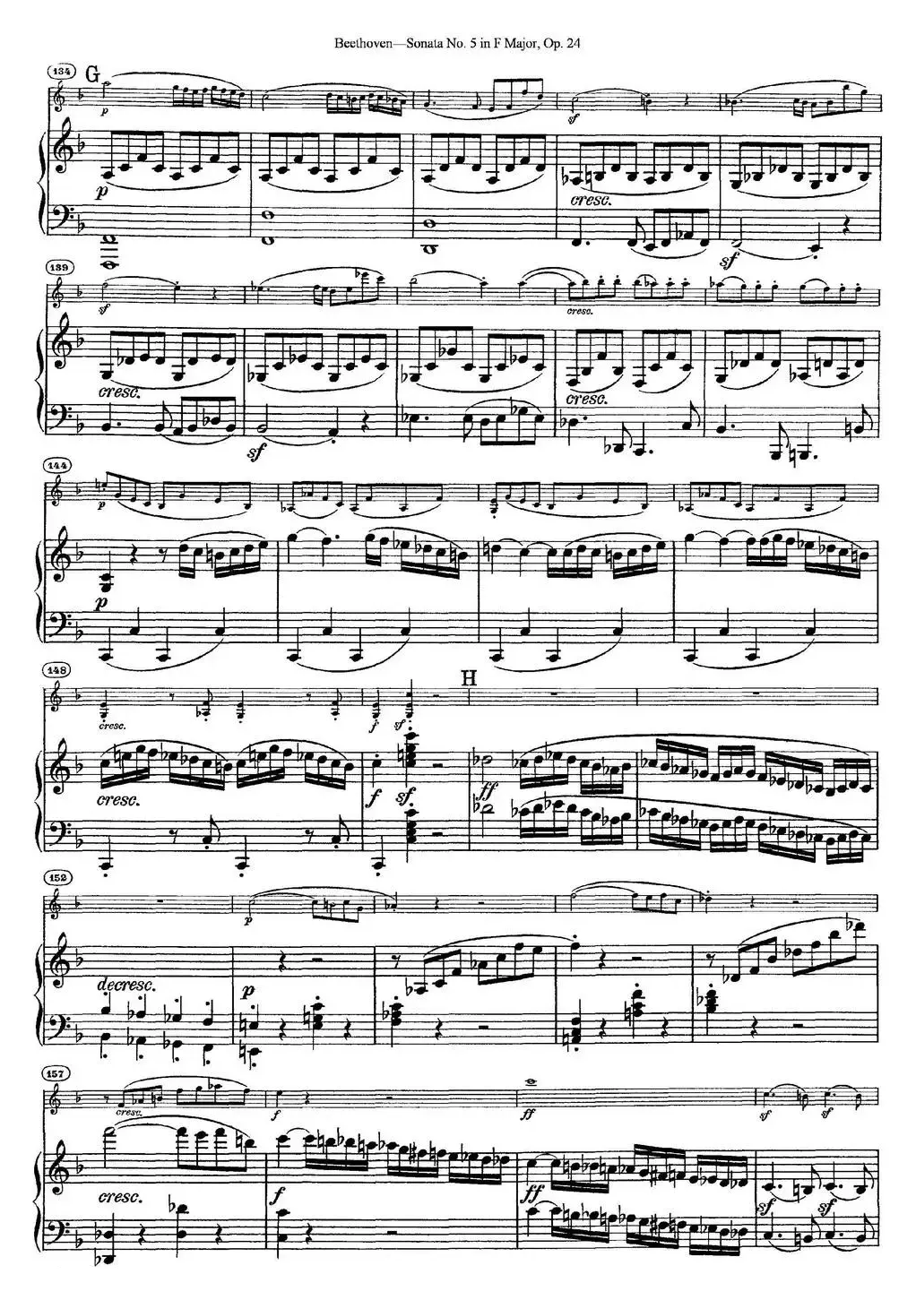 Violin Sonata No.5 in F Major Op.24（小提琴+钢琴伴奏）