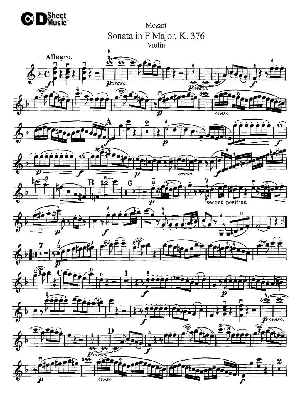 Violin Sonata in F Major K.376