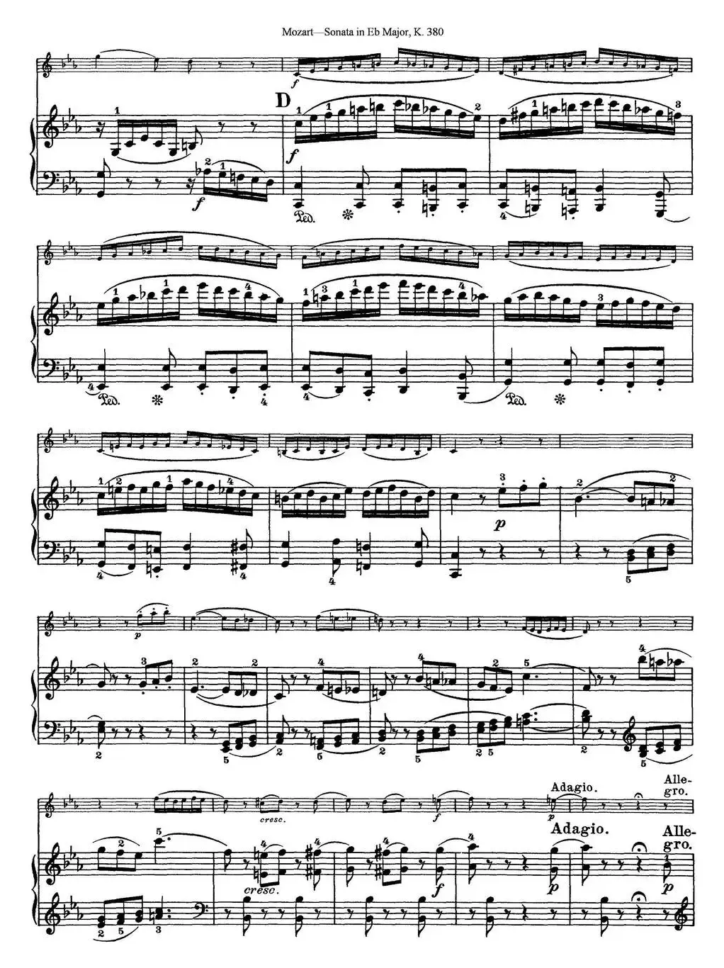 Violin Sonata in Eb Major K.380（小提琴+钢琴伴奏）