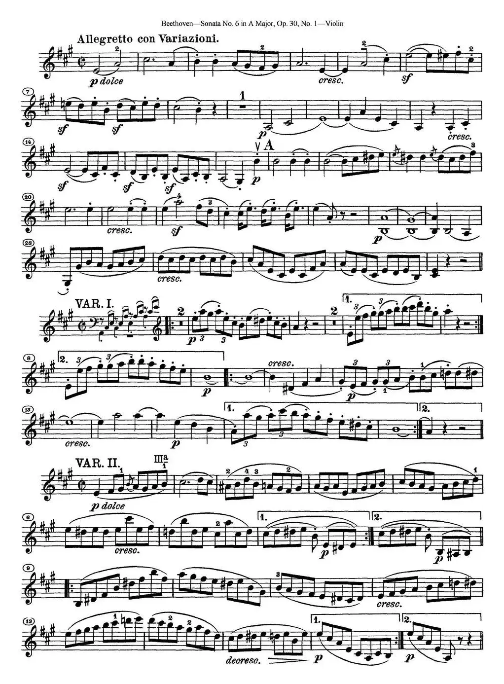 Violin Sonata No.6 in A Major Op.30 No.1