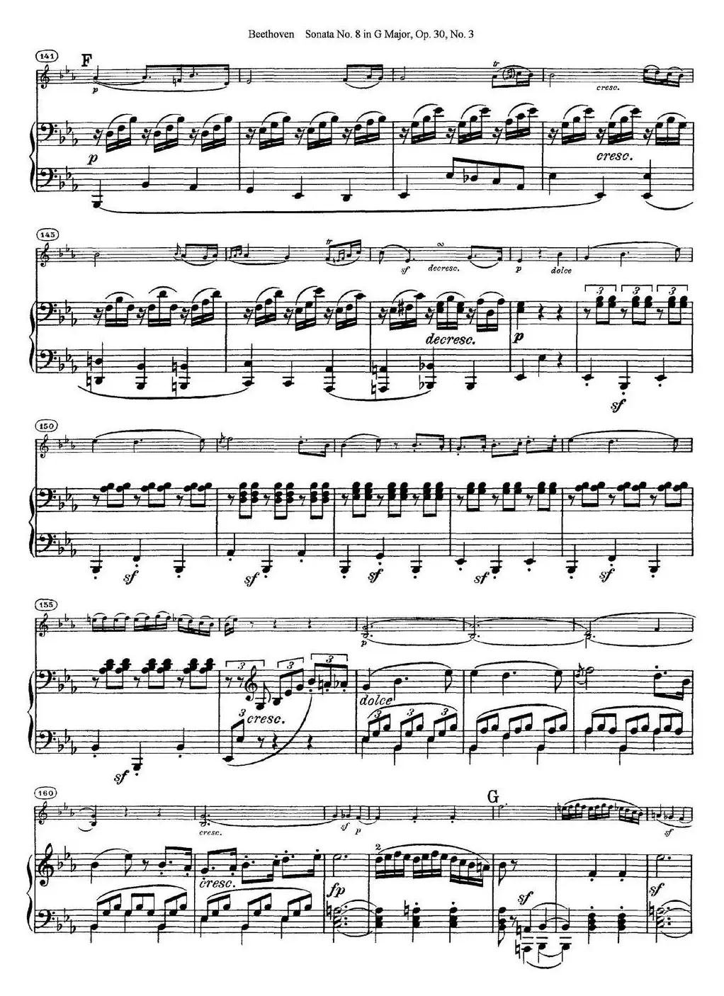 Violin Sonata No.8 in G Major Op.30 No.3（小提琴+钢琴伴奏）