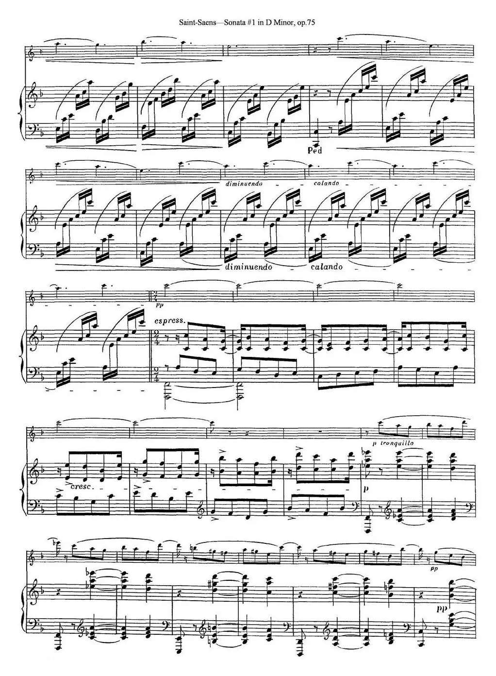 Violin Sonata No.1 in D Minor Op.75（小提琴+钢琴伴奏）