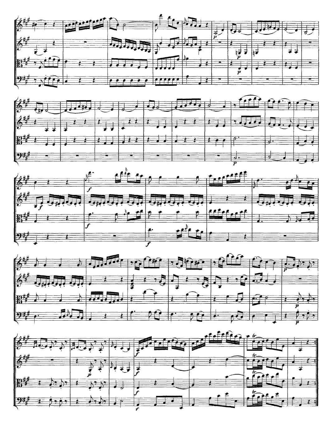 Mozart《Quartet No.9 in A Major,K.169》（总谱）