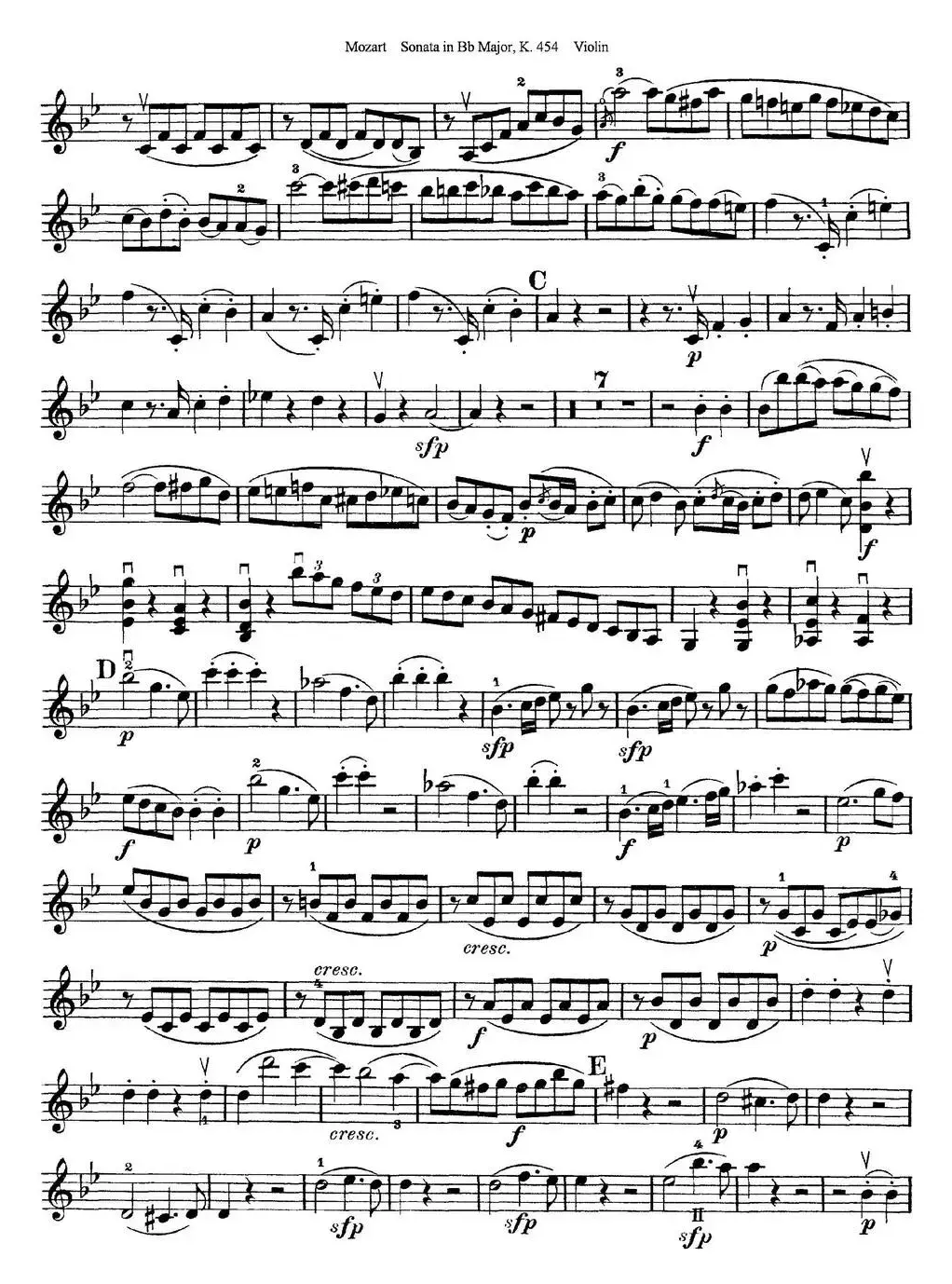 Violin Sonata in Bb Major K.454