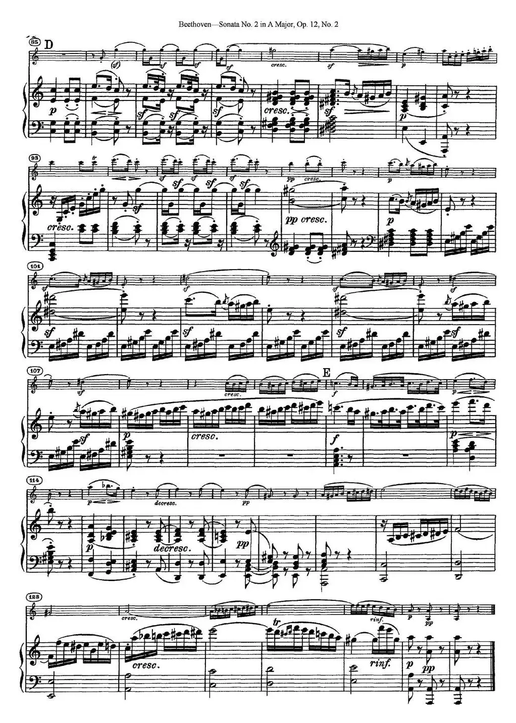 Violin Sonata No.2 in A Major Op.12 No.2（小提琴+钢琴伴奏）