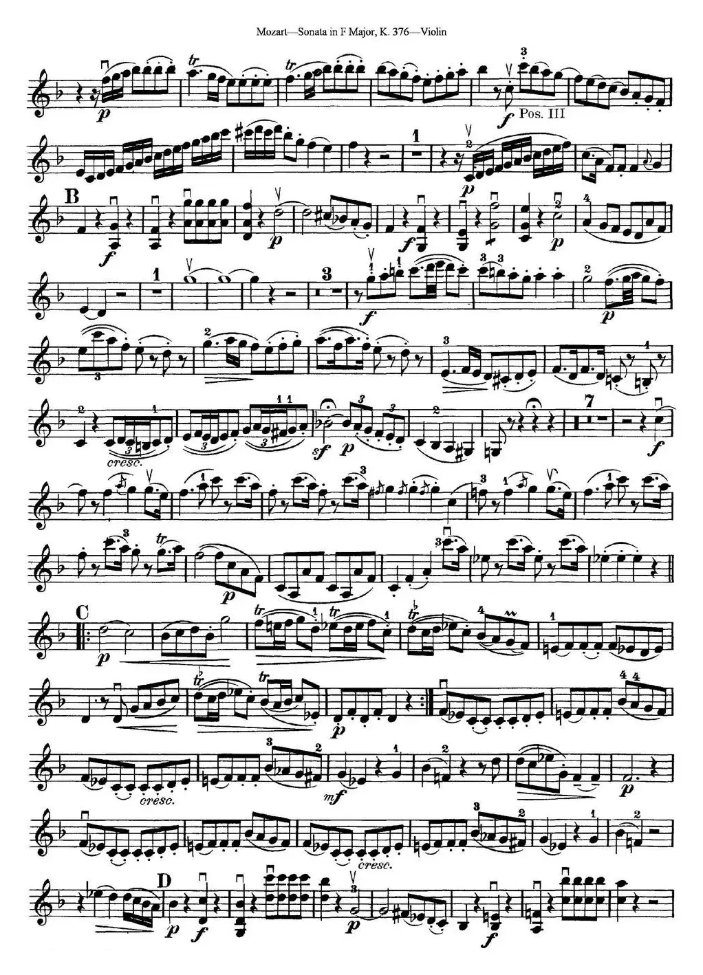 Violin Sonata in F Major K.376