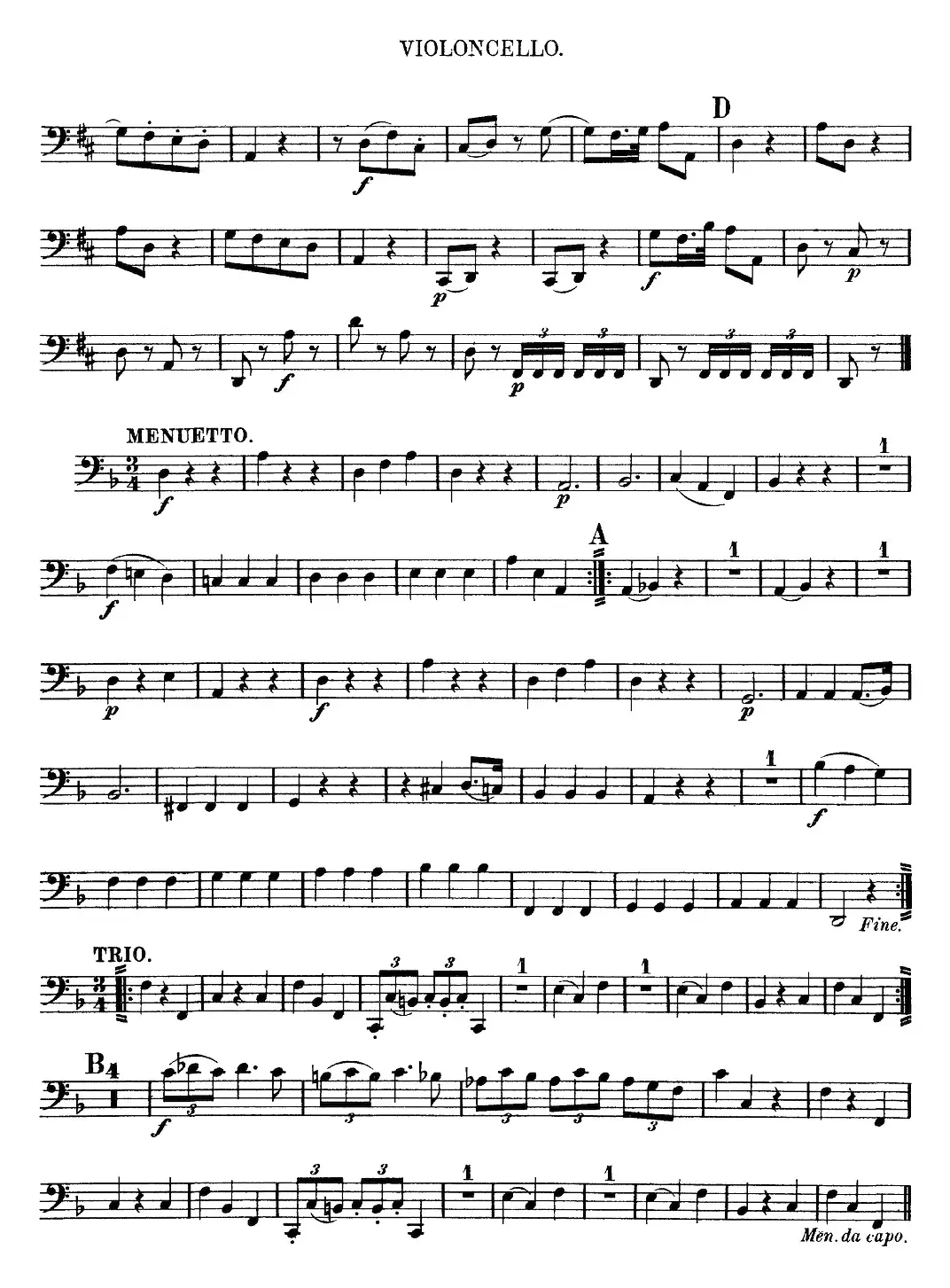 Mozart《Quartet No.13 in D Minor,K.173》（Cello分谱）
