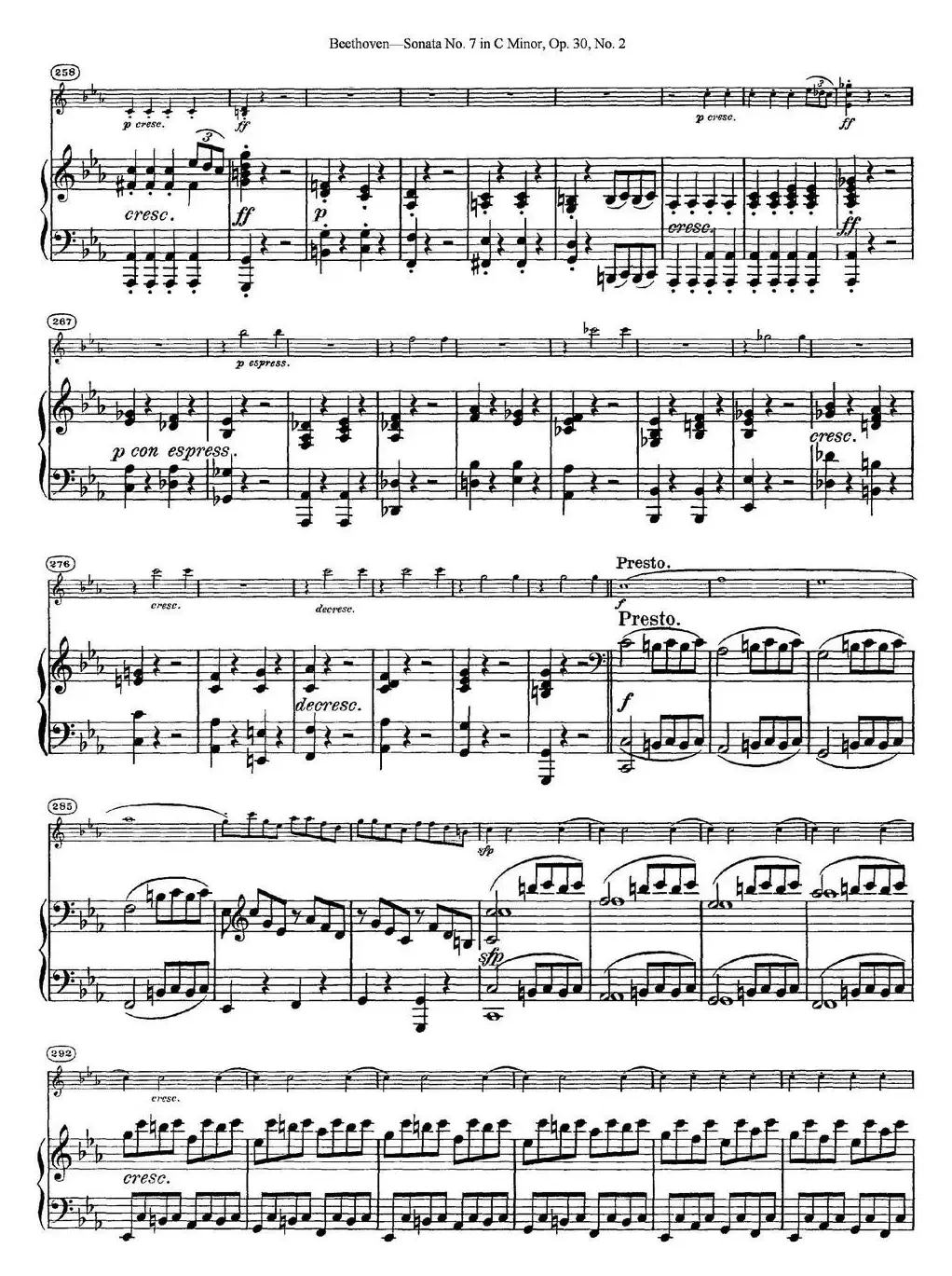 Violin Sonata No.7 in C Minor Op.30 No.2（小提琴+钢琴伴奏）