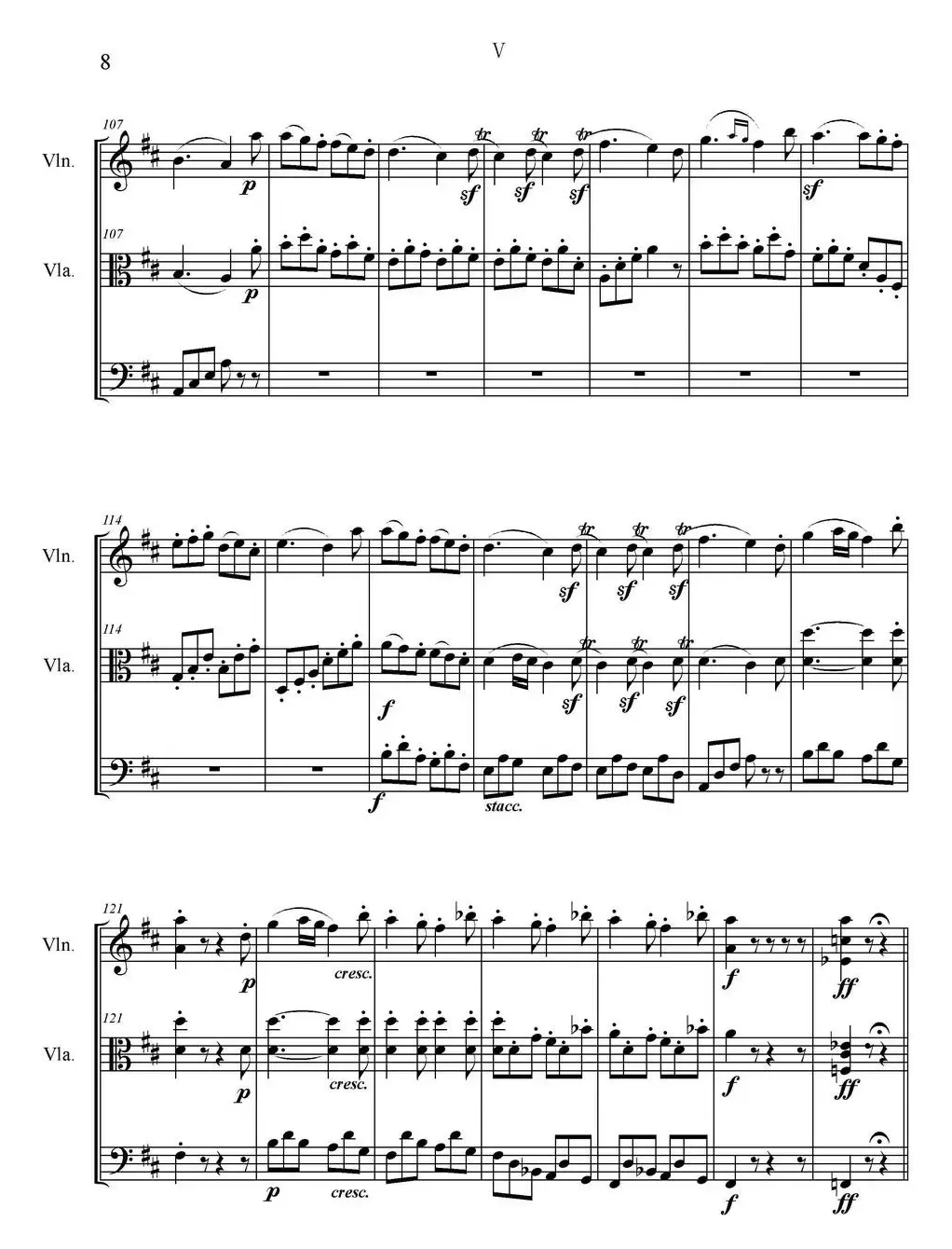 Serenate（String Trio）（D大调弦乐三重奏Op.8,V）