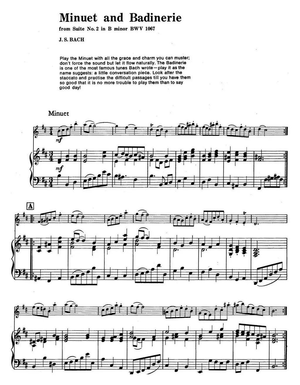 Minuet and Badinerie（Suite No.2 in B minor BWV 1067）（小提琴+钢琴伴奏）