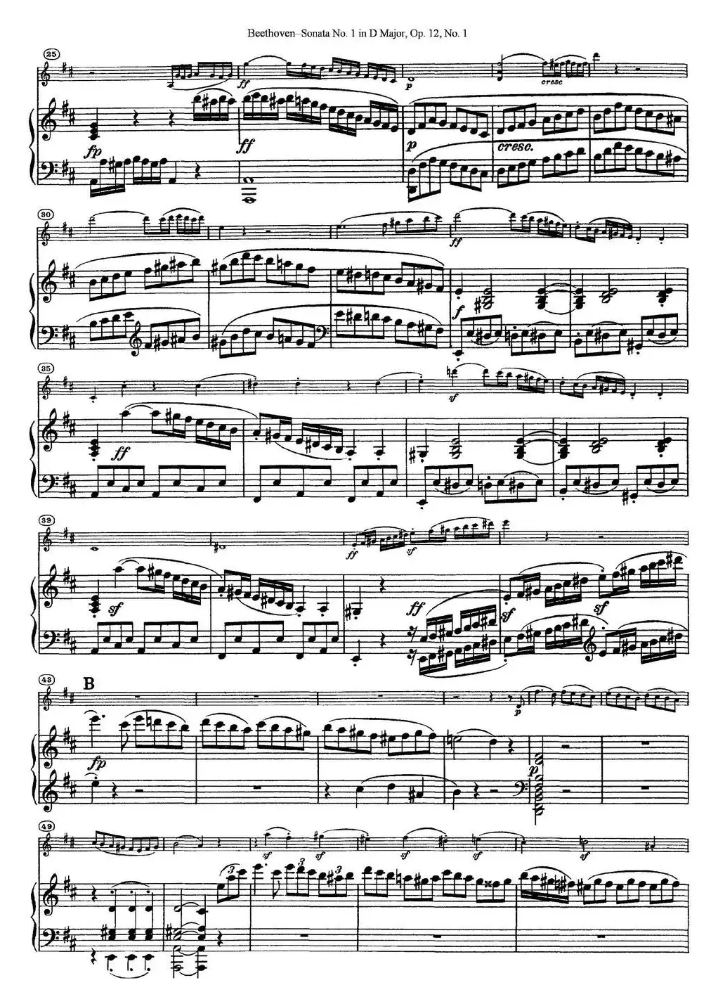 Violin Sonata No.1 in D Major Op.12 No.1（小提琴+钢琴伴奏）