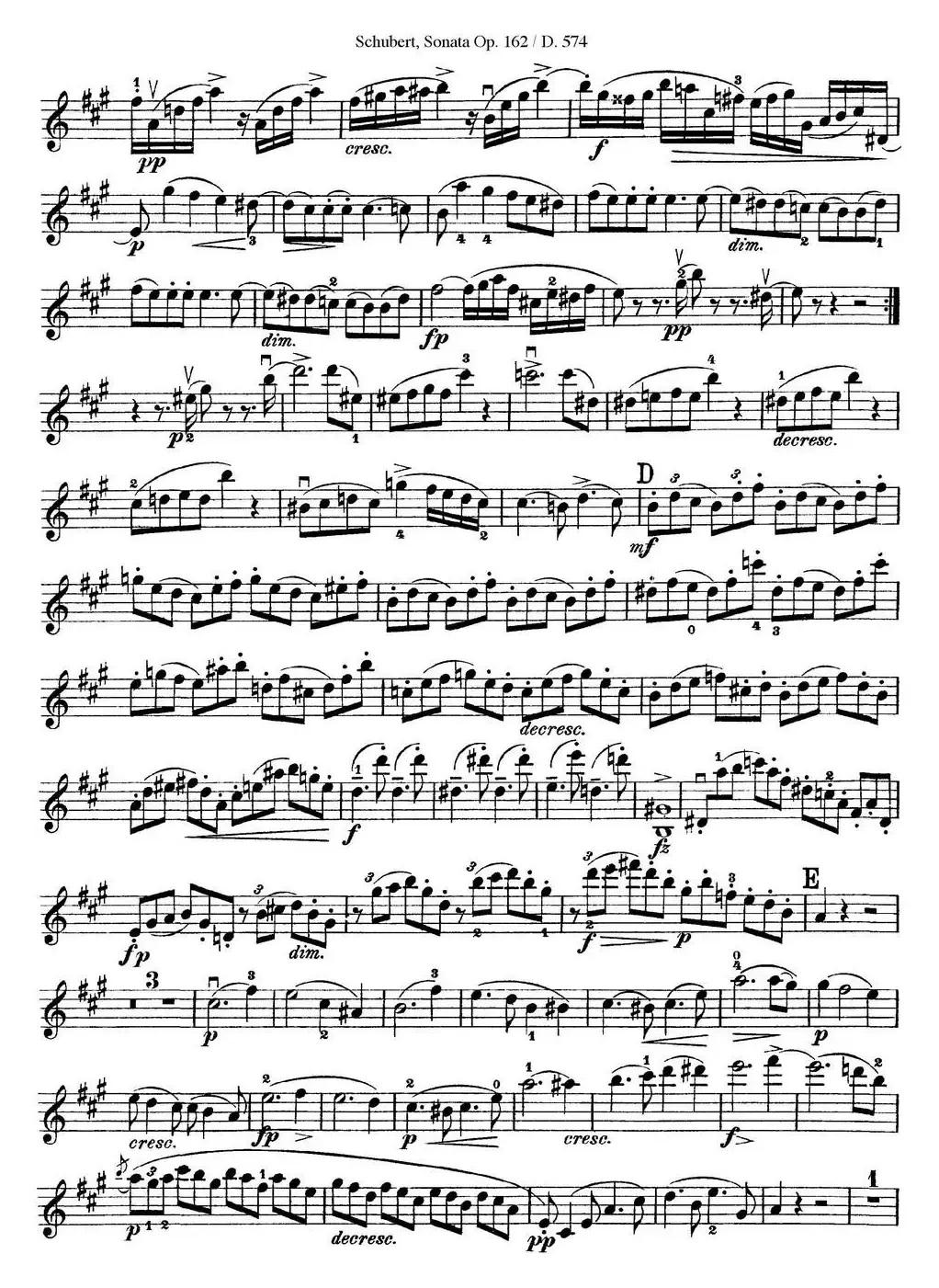 Violin Sonata in A major Op.162 D.574