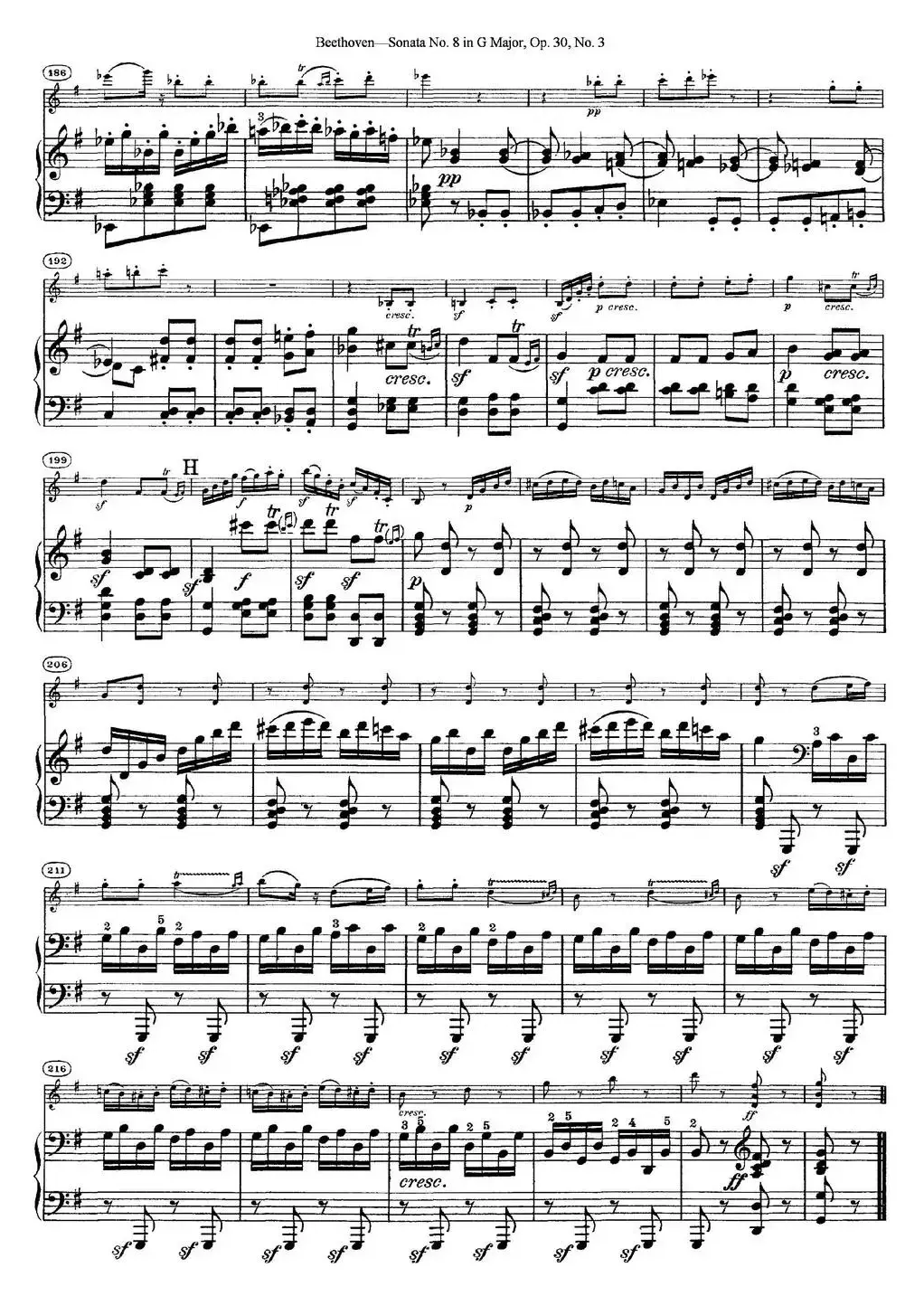 Violin Sonata No.8 in G Major Op.30 No.3（小提琴+钢琴伴奏）