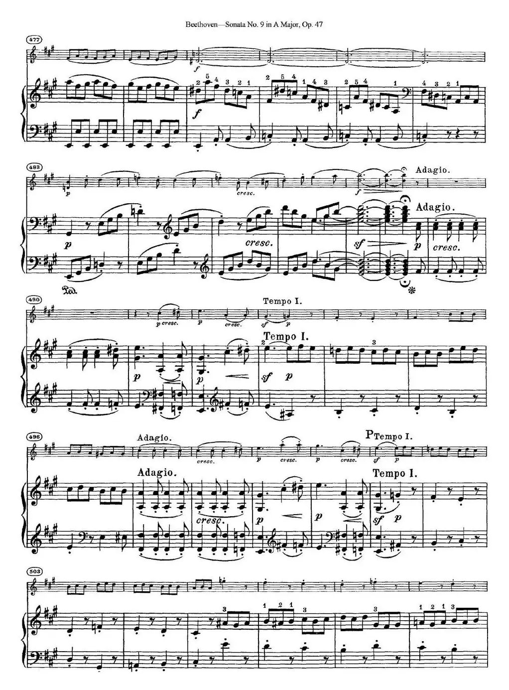 Violin Sonata No.9 in A Major Op.47（小提琴+钢琴伴奏）