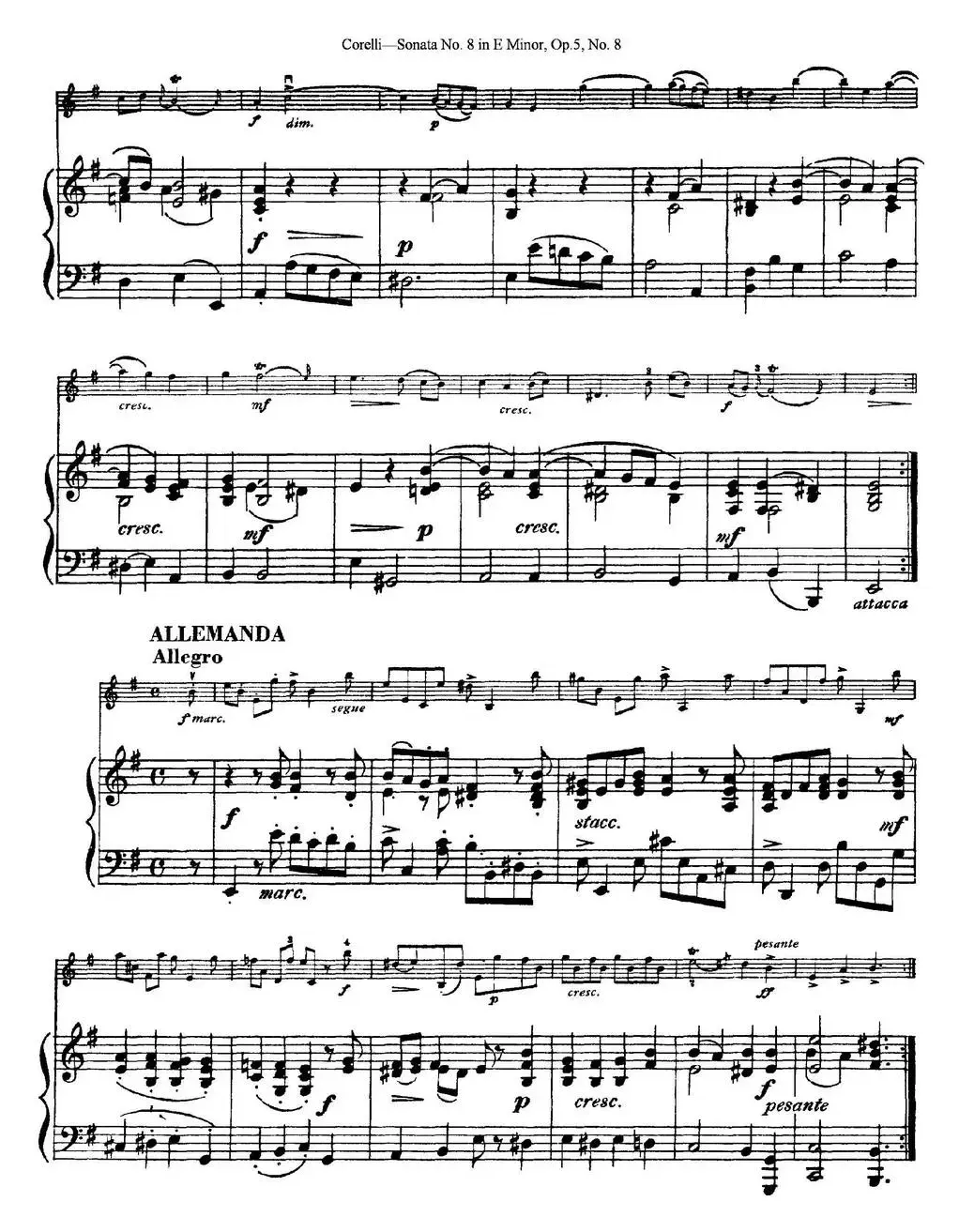 Sonata No.8 in E Minor Op.5 No.8（小提琴+钢琴伴奏）