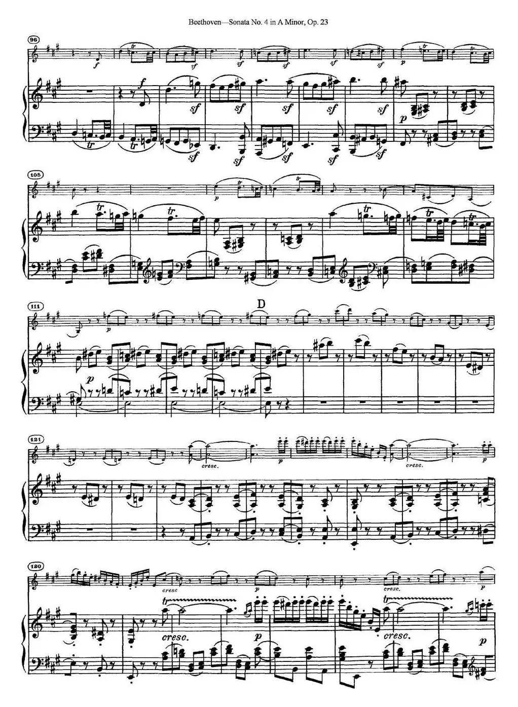 Violin Sonata No.4 in A Minor Op.23（小提琴+钢琴伴奏）