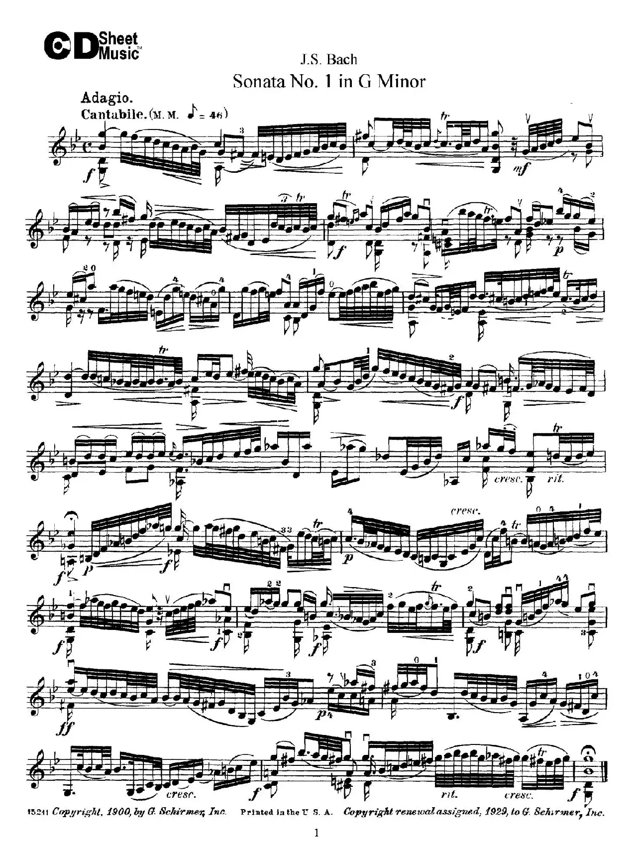 6 Violin Sonatas and Partitas 1.Sonata No.1 G Minor