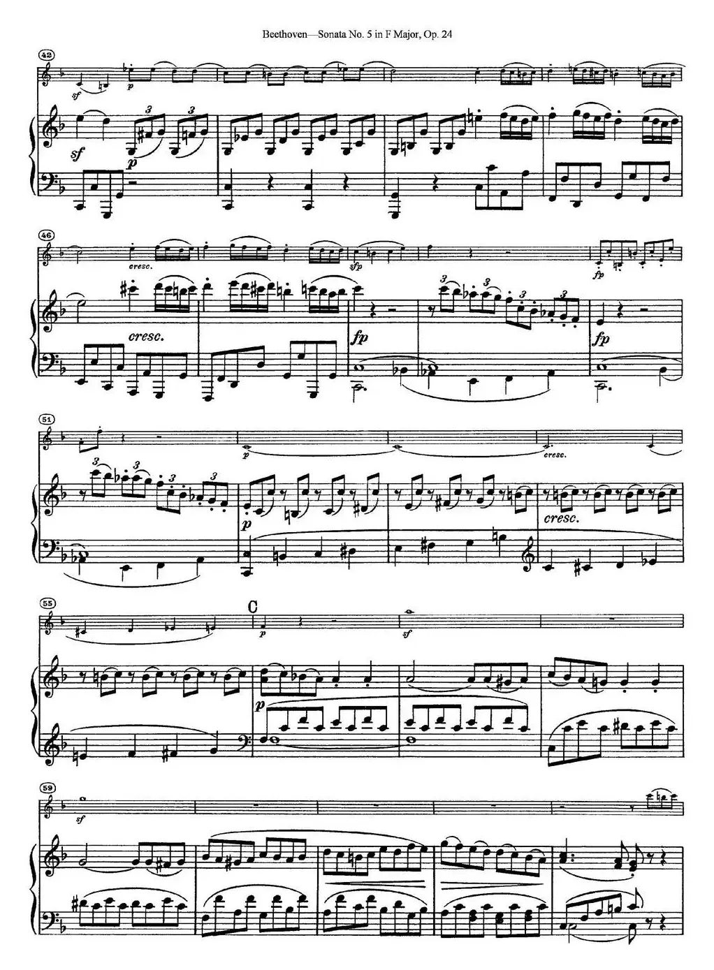 Violin Sonata No.5 in F Major Op.24（小提琴+钢琴伴奏）